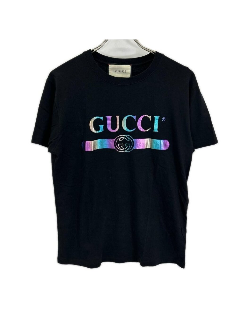 Gucci Black Metallic Logo Print T-Shirt XS